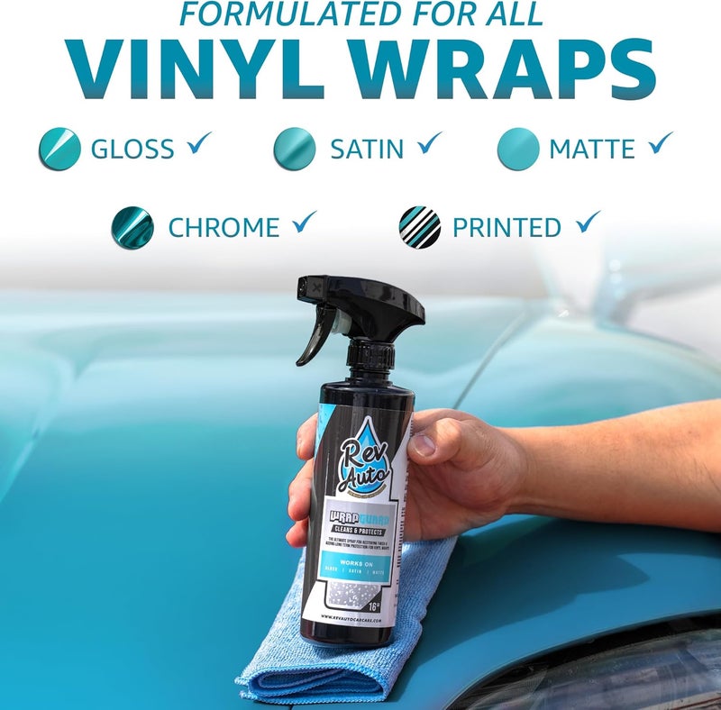 Rev Auto Wrap Guard - Cleans, Hydrates & Protects Car Vinyl | Vinyl Wrap Cleaner for Cars | Made for Gloss, Satin, Matte, Chrome, Printed & More - (32 Fl Oz) - Image 2